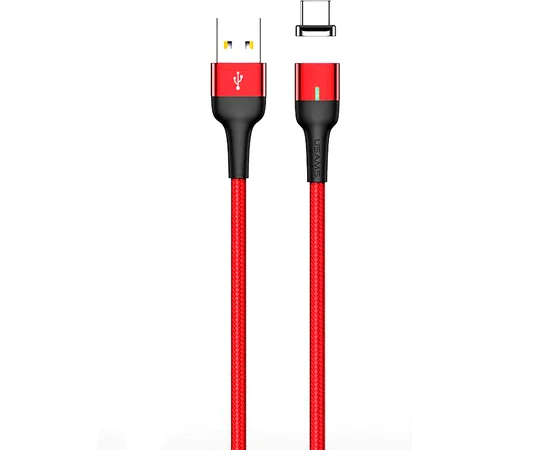 Дата кабель USAMS US-SJ328 U28 Magnetic USB to MicroUSB (1m) (3A) Красный