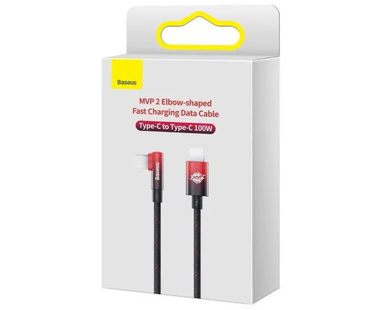 Дата кабель Baseus MVP 2 Elbow-shaped Type-C to Type-C 100W (2m) (CAVP000720) Black / Red