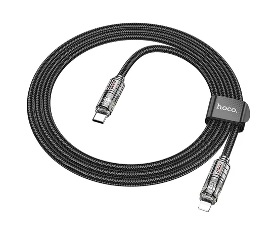 Дата кабель Hoco U122 Lantern Transparent Discovery Edition Type-C to Lightning Black