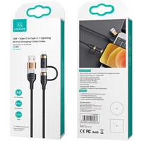 Дата кабель Usams US-SJ483 U62 USB + Type-C to Type-C + Lightning PD (1.2m) Черный