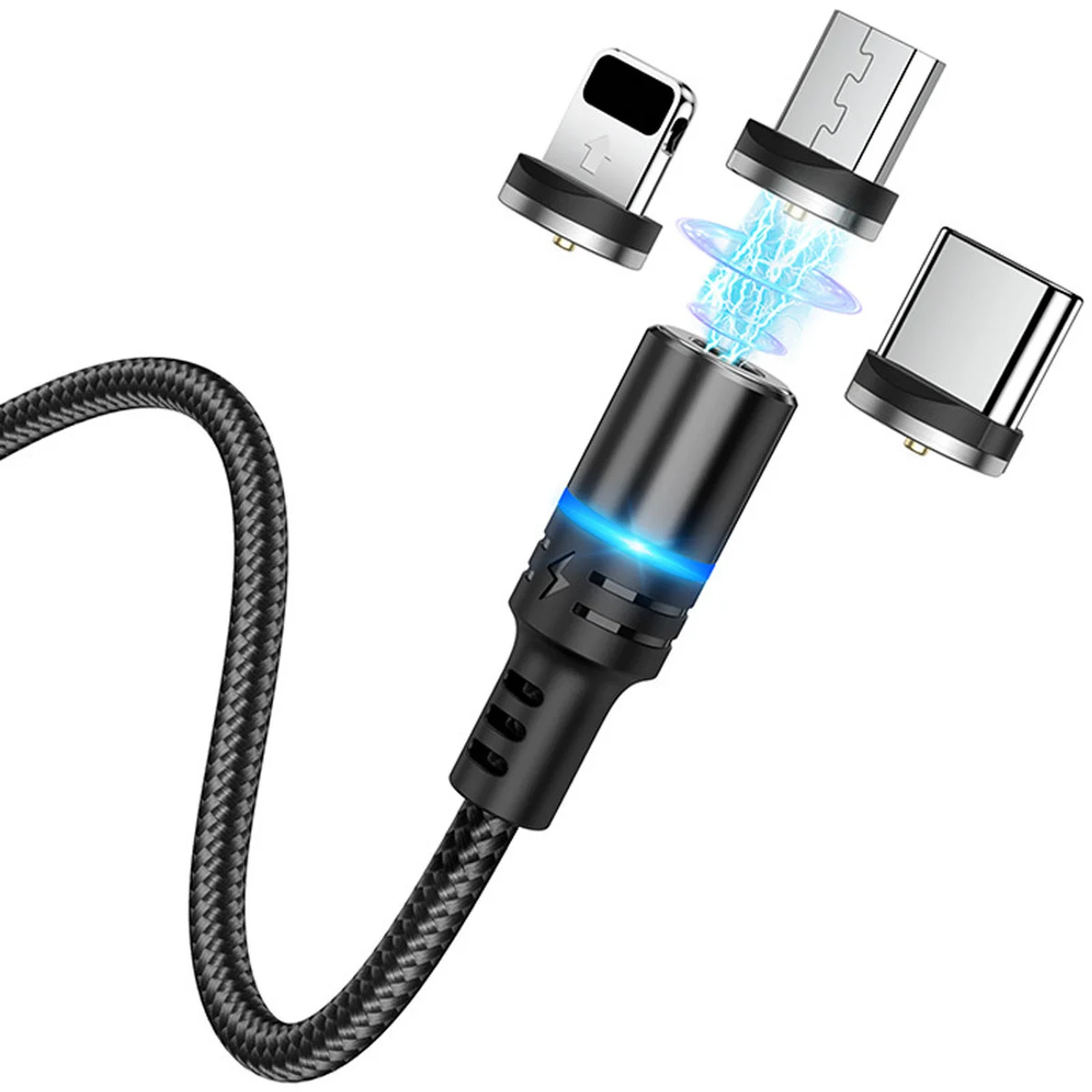 Дата кабель Hoco DU42 Magnetic 3in1 Lightning-microUSB-Type-C (1m) Черный