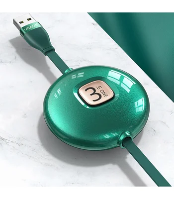 Дата кабель Usams US-SJ508 U69 3IN1 Retractable Cable 1m Зеленый
