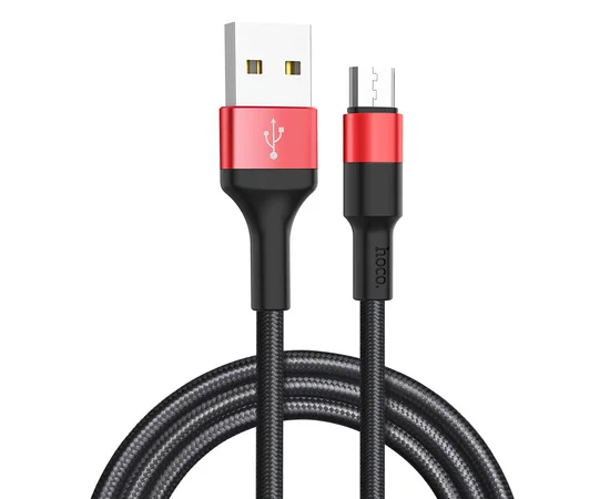 Дата кабель Hoco X26 Xpress Micro USB Cable (1m) Черный / Красный