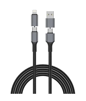 Дата кабель WIWU Wi-C085 Raptor Pro 2in2 USB-A + USB-C/Type-C to Lightning (1m) Black