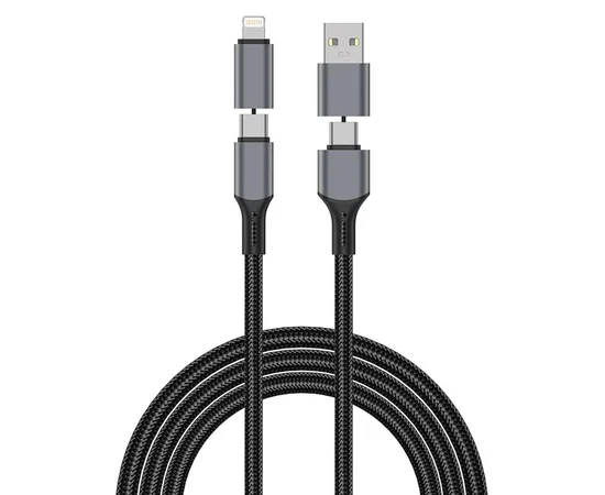 Дата кабель WIWU Wi-C085 Raptor Pro 2in2 USB-A + USB-C/Type-C to Lightning (1m) Black