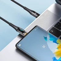 Дата кабель USAMS US-SJ591 Type-C to Type-C PD 100W Transparent Digital Display Cable (2m) Black