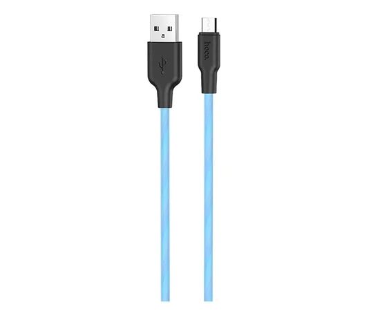 Дата кабель Hoco X21 Plus Silicone MicroUSB Cable (0.25m) Black / Blue