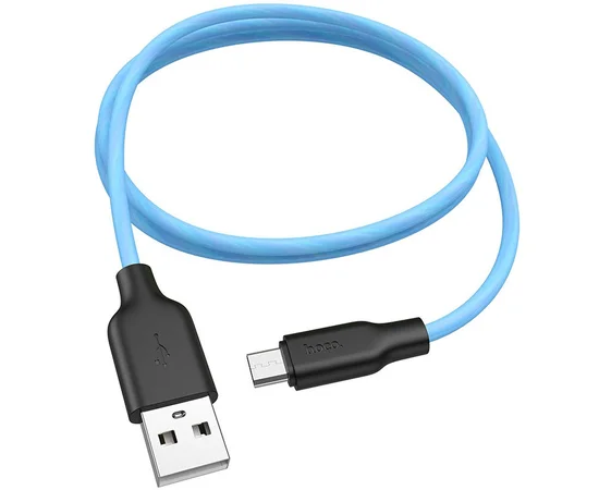 Дата кабель Hoco X21 Plus Fluorescent Silicone MicroUSB Cable (1m) Голубой