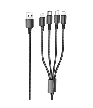 Дата кабель Borofone BX72 USB to 3in1 (1m) Черный
