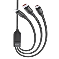 Дата кабель Hoco U104 Ultra 6A 3in1 Lightning -MicroUSB-Type-C (1.2m) Черный