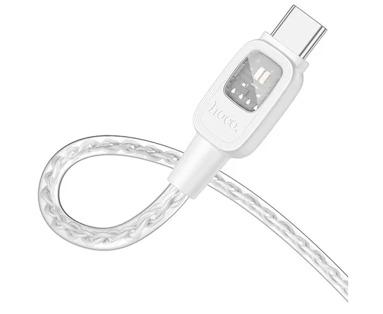 Дата кабель Hoco U124 Stone silicone power-off 60W Type-C to Type-C Gray