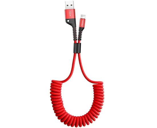 Дата кабель Baseus Fish Eye Spring Data Lightning Cable 2A (1m) Красный