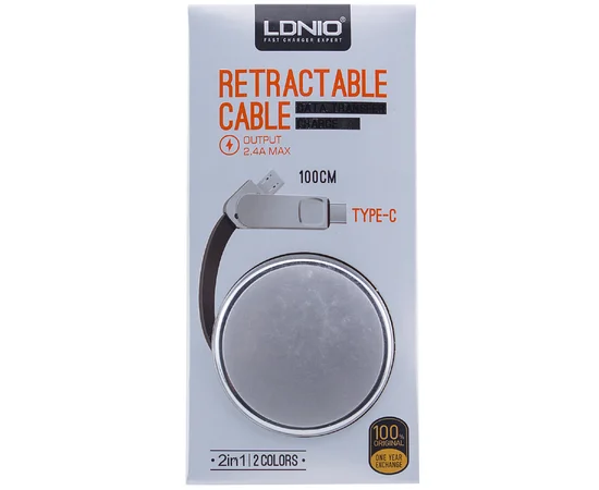 Переходник LDNIO LC90C OTG USB to MicroUsb / Type-C (Combo) 1m Черно - серебряный