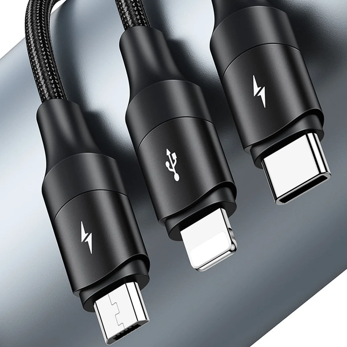 Дата кабель Usams US-SJ515 U73 3IN1 Aluminum Alloy Cable 1.2m Черный