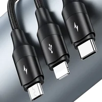 Дата кабель Usams US-SJ515 U73 3IN1 Aluminum Alloy Cable 1.2m Черный