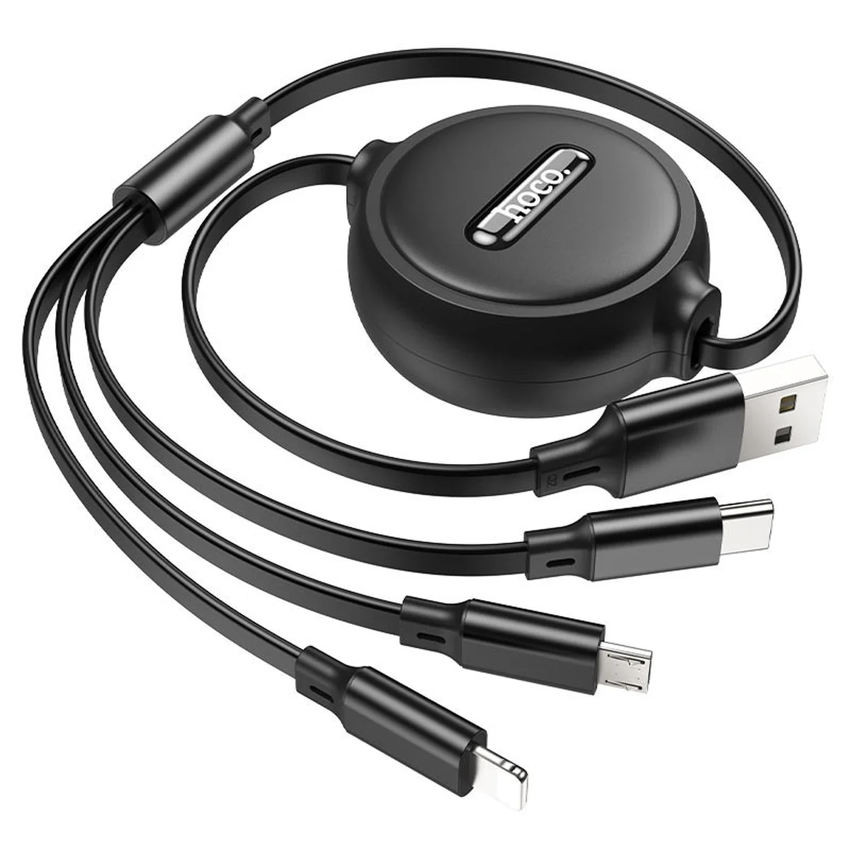 Дата кабель Hoco X75 3in1 Lightning-MicroUSB-Type-C (1m) Black