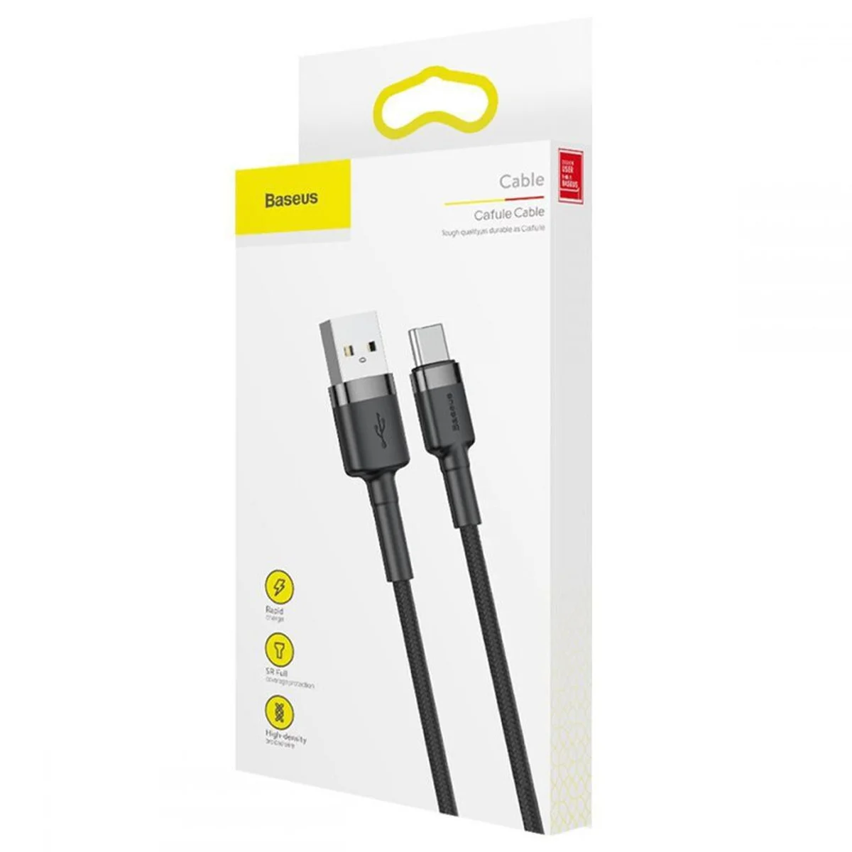 Дата кабель Baseus Cafule Type-C Cable 3A (1m) Чорний / Сірий