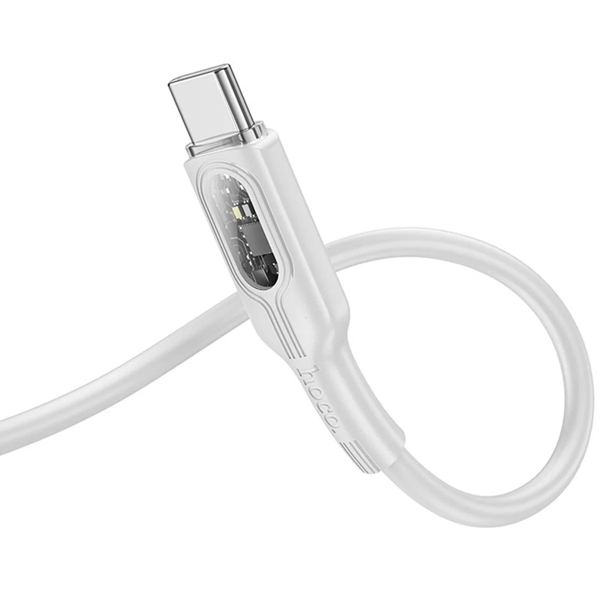 Дата кабель Hoco U120 Transparent explore intelligent power-off PD 60W Type-C to Type-C (1.2m) Gray