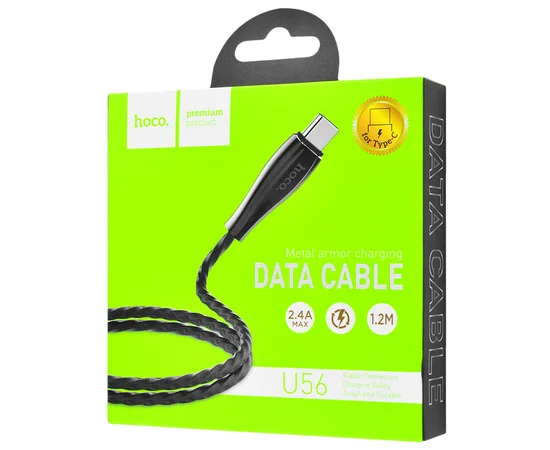 Дата кабель Hoco U56 Metal Armor Type-C Cable (1.2m) Metal_gray