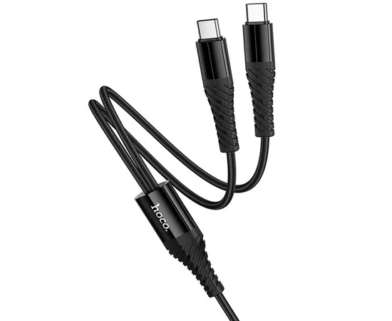Дата кабель Hoco X123 Victory 2in1 Type-C to Type-C/Type-C 3A (1m) Black