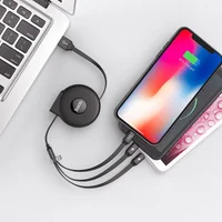 Дата кабель Hoco U50 3in1 Lightning-microUSB-Type-C (1m) Черный