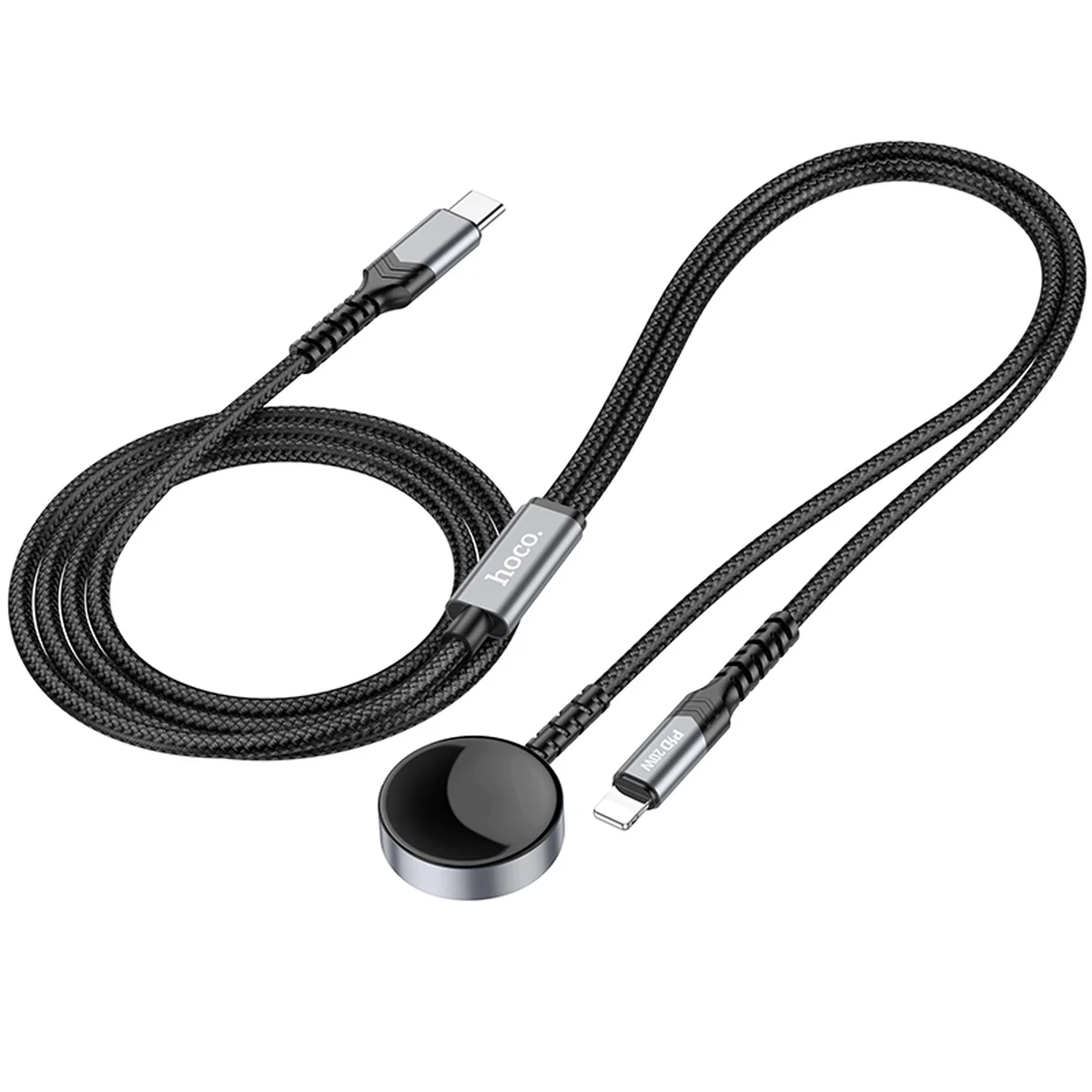 Дата кабель Hoco CW54 2in1 Type-C to iWatch/Lightning 2.5W (1.2m) Black
