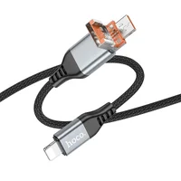 Дата кабель Hoco U128 Viking 2in1 USB/Type-C to Lightning (1m) Black