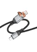 Дата кабель Hoco U128 Viking 2in1 USB/Type-C to Lightning (1m) Black