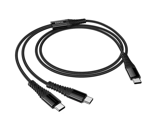 Дата кабель Hoco X123 Victory 2in1 Type-C to Type-C/Type-C 3A (1m) Black