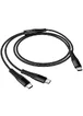 Дата кабель Hoco X123 Victory 2in1 Type-C to Type-C/Type-C 3A (1m) Black