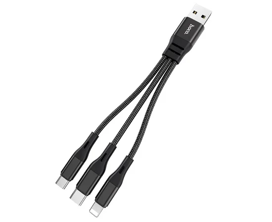 Дата кабель Hoco X47 "Harbor" 3in1 lightning-microUSB-Type-C (1m) Черный