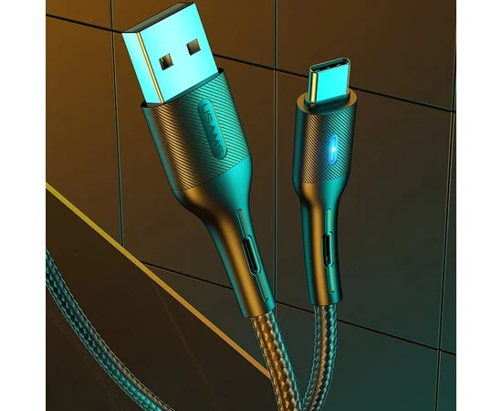 Дата кабель USAMS US-SJ460 U-Bob Series USB to Type-C Smart Power-off Cable (1.2m) Зеленый