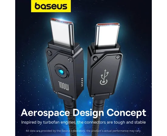 Дата кабель Baseus Unbreakable Series Fast Charging Type-C to Type-C 100W 1m (P10355800111-0) Black