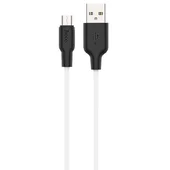 Дата кабель Hoco X21 Plus Silicone MicroUSB Cable (1m) Черный / Белый