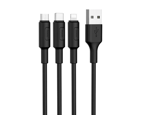 Дата кабель Hoco X25 "Soarer" 3in1 Lightning -MicroUSB-Type-C Черный