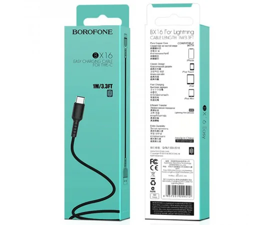 Дата кабель Borofone BX16 USB to Type-C (1m) Черный