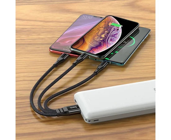 Дата кабель Hoco X47 "Harbor" 3in1 lightning-microUSB-Type-C (1m) Черный