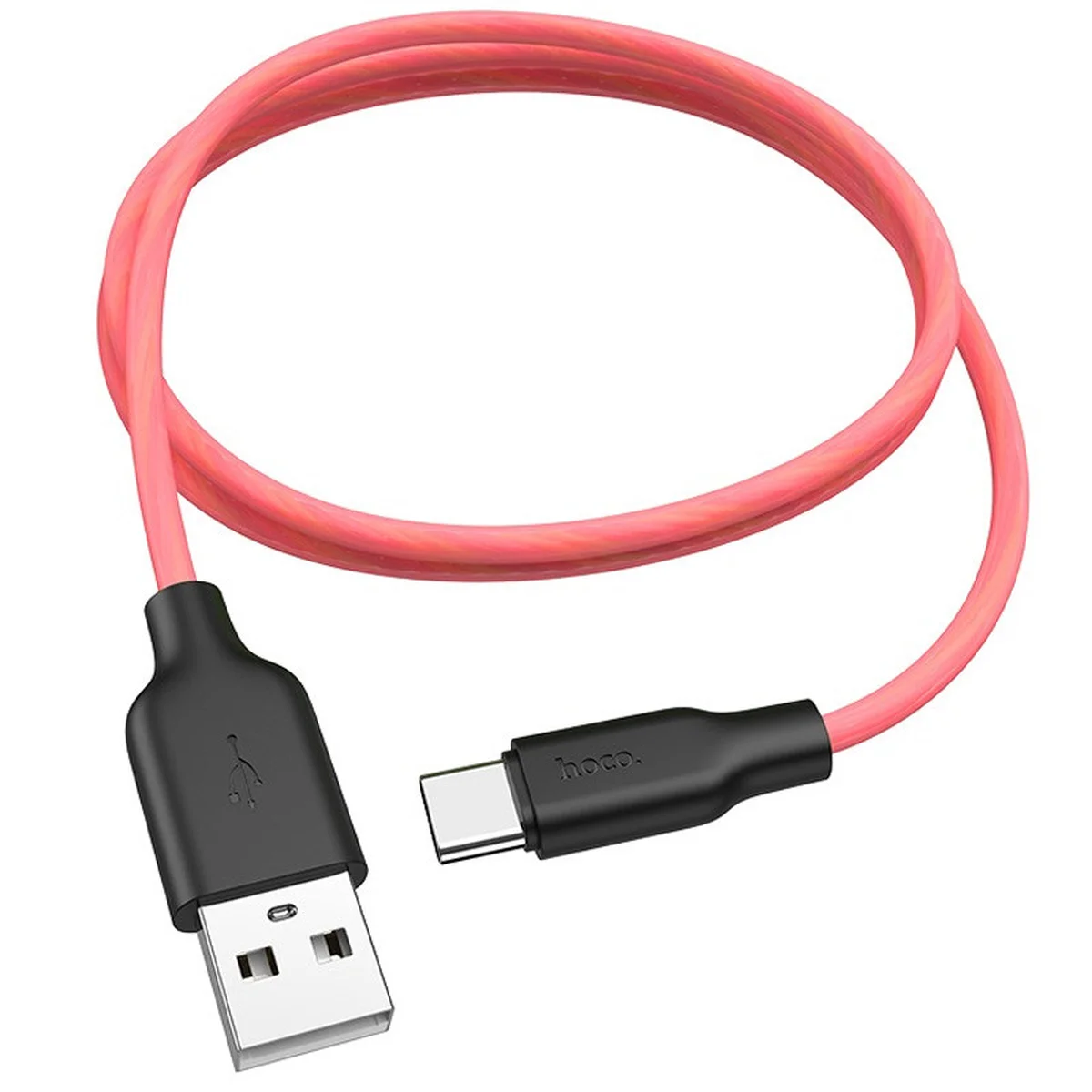 Дата кабель Hoco X21 Plus Fluorescent Silicone Type-C Cable (1m) Червоний