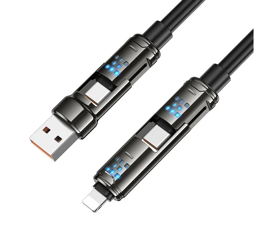 Дата кабель Hoco U143 Joy 4in1 USB to Lightning/Type-C to Type-C 240W (1.2m) Black