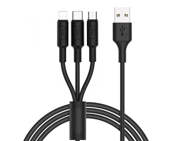 Дата кабель Hoco X25 "Soarer" 3in1 Lightning -MicroUSB-Type-C Черный