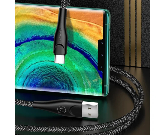 Дата кабель Usams US-SJ398 U41 Type-C Braided Data and Charging Cable 3m Черный