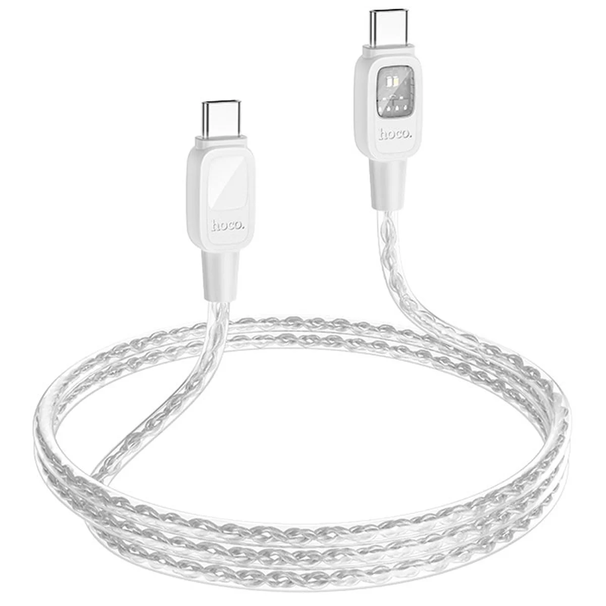 Дата кабель Hoco U124 Stone silicone power-off 60W Type-C to Type-C Gray