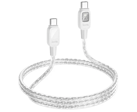 Дата кабель Hoco U124 Stone silicone power-off 60W Type-C to Type-C Gray