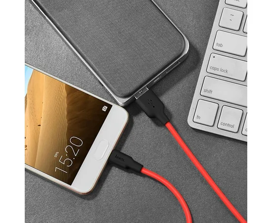 Дата кабель Hoco X21 Silicone Type-C Cable (1m) Черный / Красный