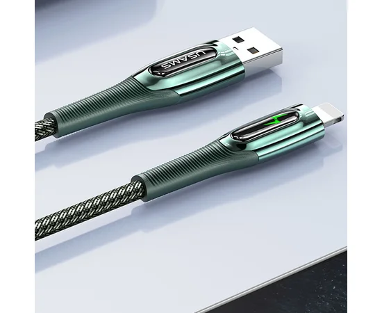 Дата кабель USAMS US-SJ469 Raydan Series USB to Lightning Smart Power-off Cable (1.2m) Темно-зеленый