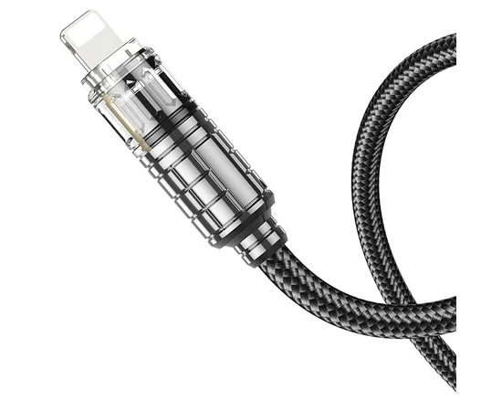 Дата кабель Hoco U122 Lantern Transparent Discovery Edition Type-C to Lightning Black