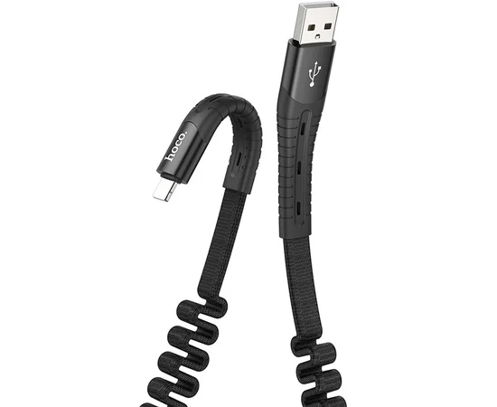 Дата кабель Hoco U78 "Cotton treasure elastic" lightning (1.2М) Черный