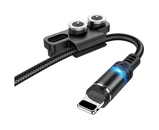 Дата кабель Hoco DU42 Magnetic 3in1 Lightning-microUSB-Type-C (1m) Черный