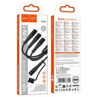 Дата кабель Hoco X123 Victory 3in1 Type-C to Lightning/Type-C/MicroUSB 3A (1m) Black