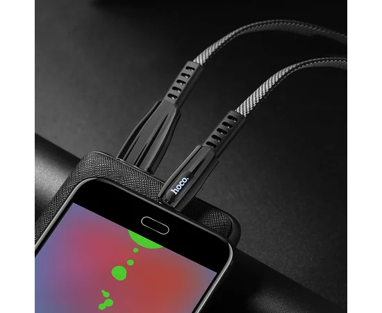 Дата кабель Hoco U70 "Splendor" microUSB (1.2М) Черно - серый